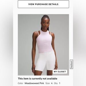 Lululemon Double-Strap Yoga Tank Top Size 4 Meadowsweet Pink